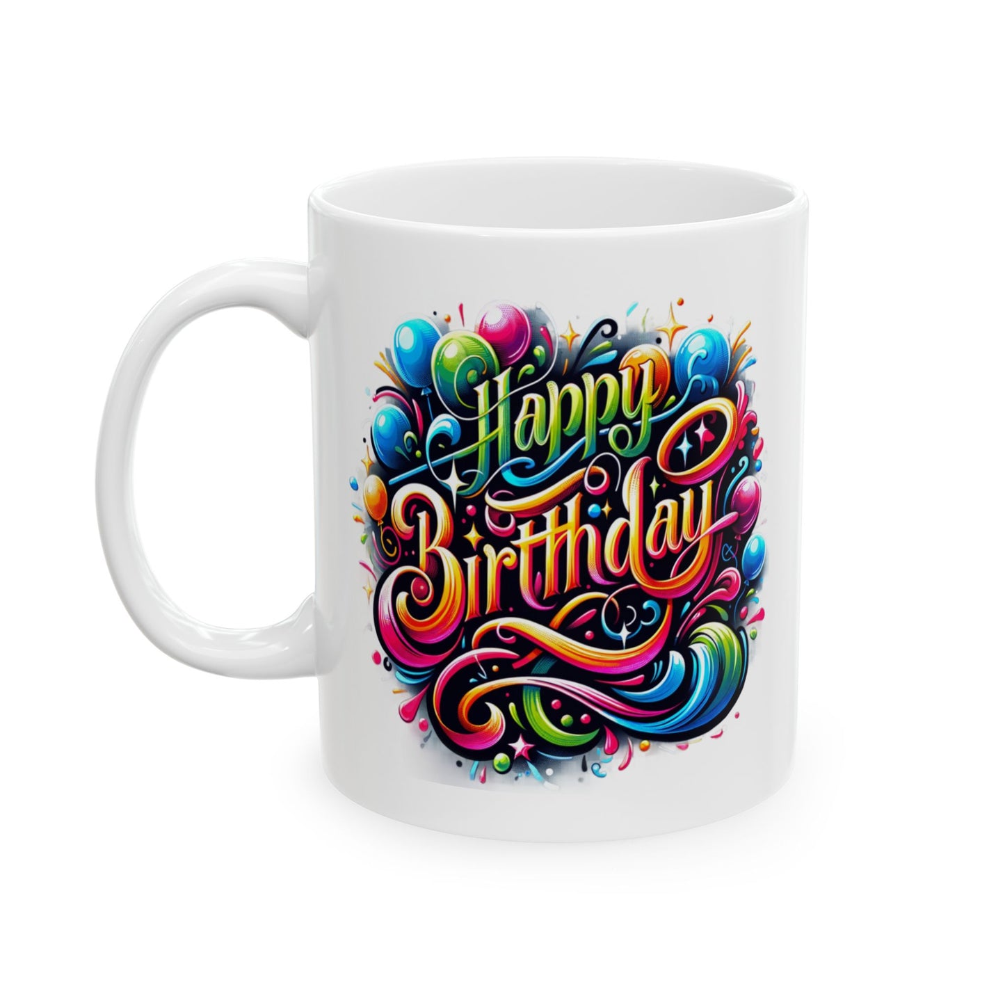 Birthday Mug - Happy Birthday Swish