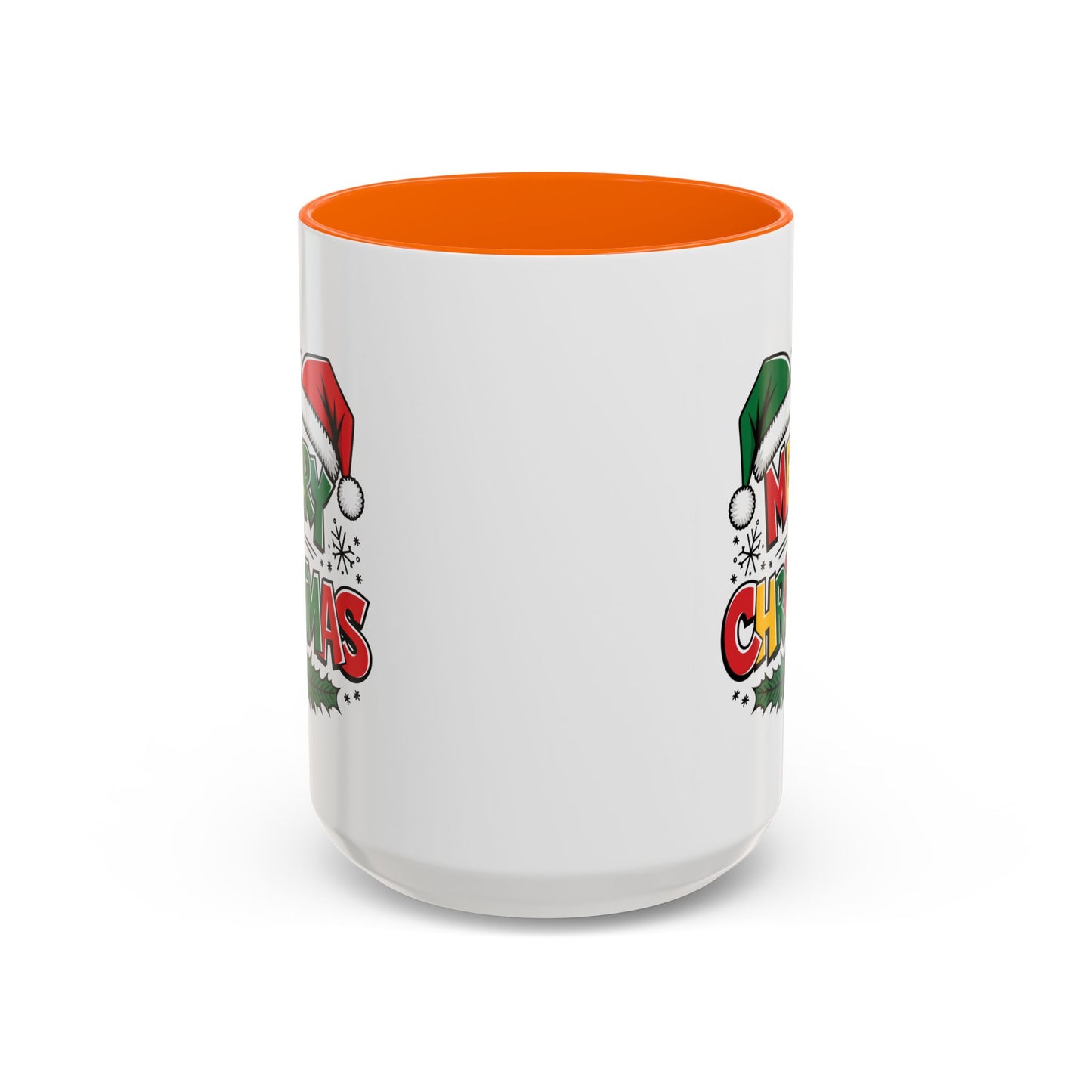 Christmas Mug - Merry Christmas Red Yellow & Green Text Green & Red Hat