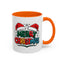 Christmas Mug - Merry Christmas Green Red Yellow and Blue Text Red Hats