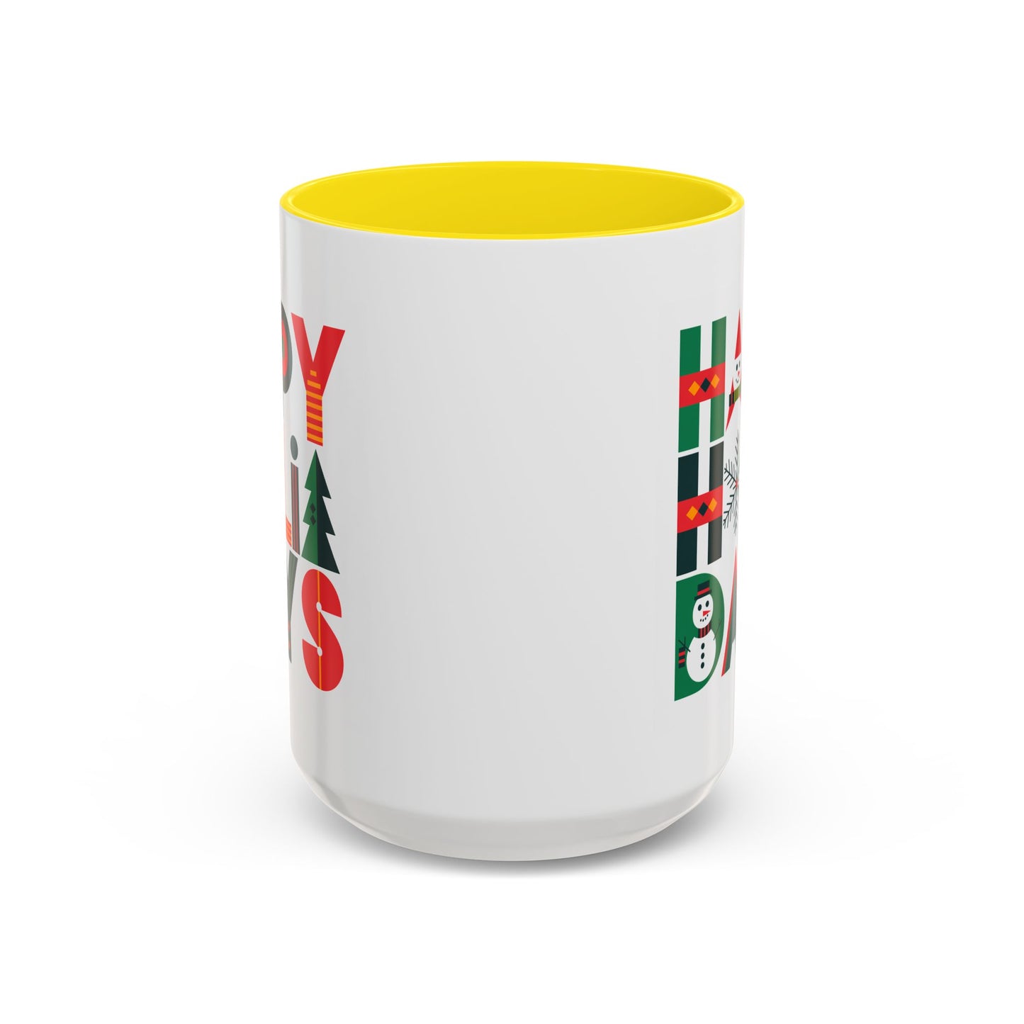 Christmas Mug - Happy Holidays Green Red & Blue Decorative Text