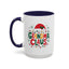 Christmas Mug - Grandma Claus Green Yellow & Red Text Hat Lights Stars