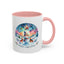 Christmas Mug - Merry Christmas Blue Text Snowman Star Reindeer