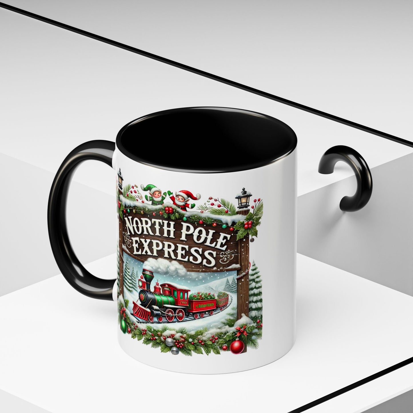 Christmas Mug - North Pole Express Steam Locomotive Decorations