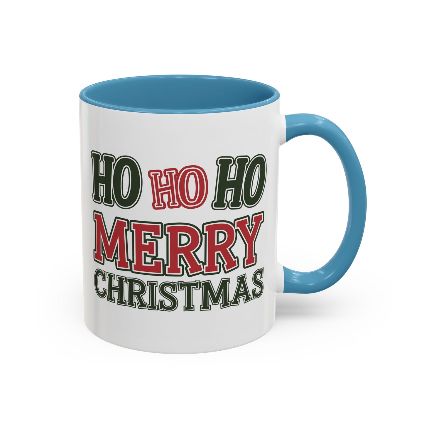 Christmas Mug - Ho Ho Ho Merry Christmas Green & Red Text