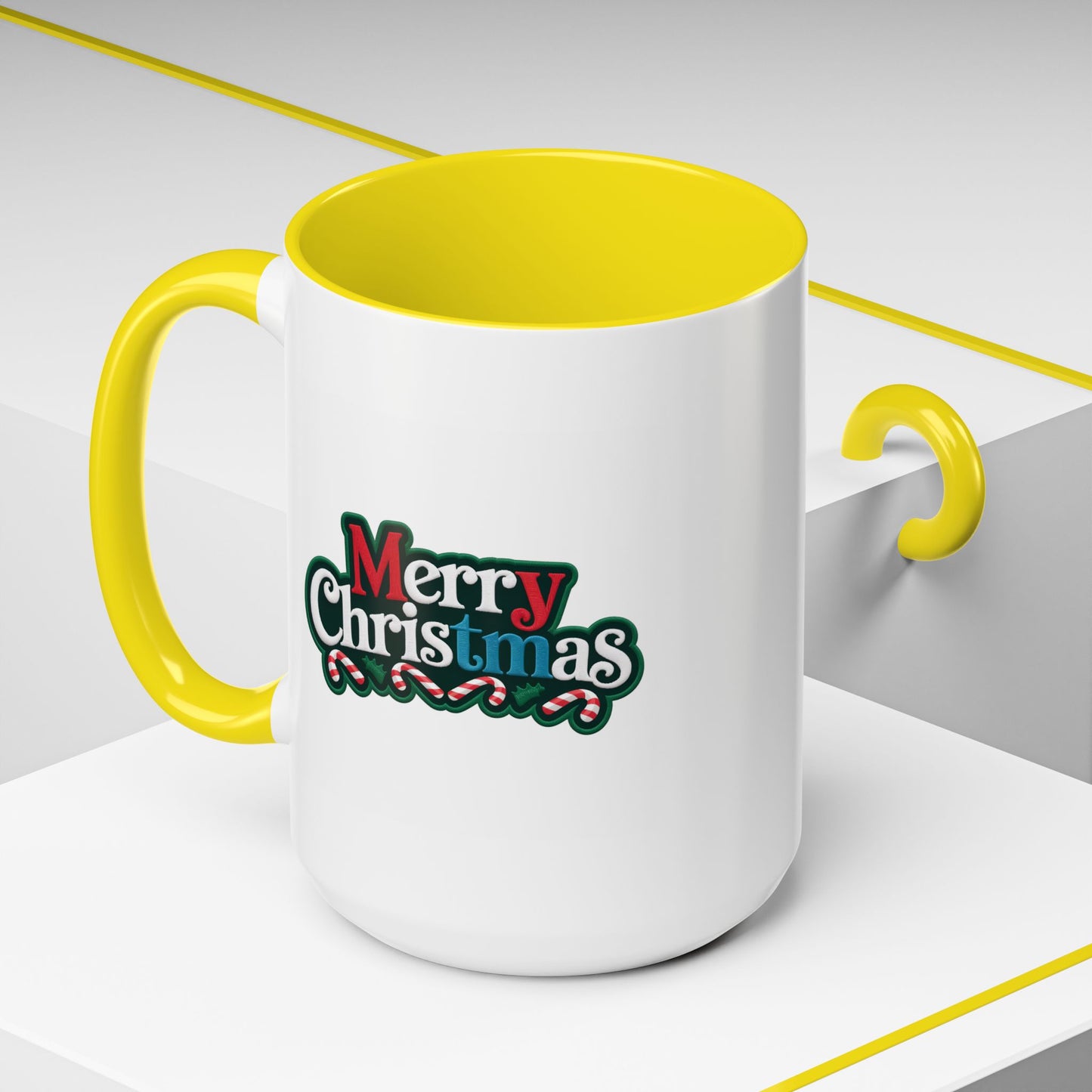 Christmas Mug - Merry Christmas White Red & Blue Text