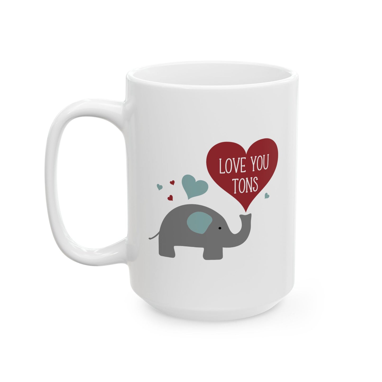 Anniversary Mug - Love You Tons Heart Elephant