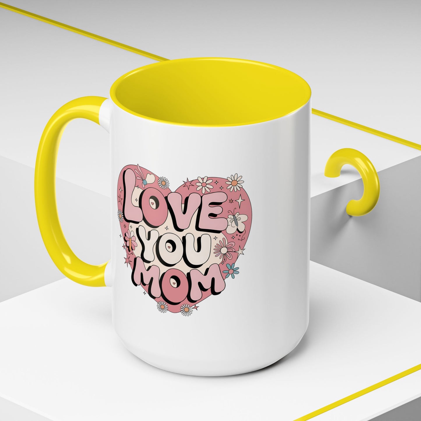 Mother's Day Mug - Love You Mom Retro Heart