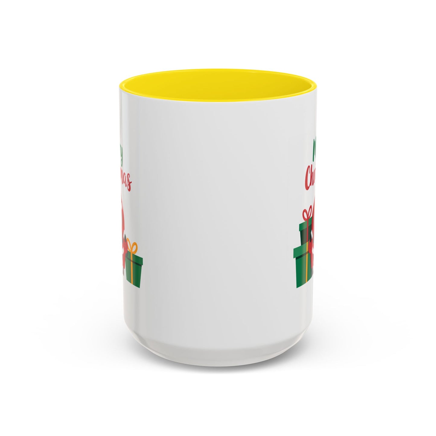 Christmas Mug - Merry Christmas Green & Red Text Santa Presents
