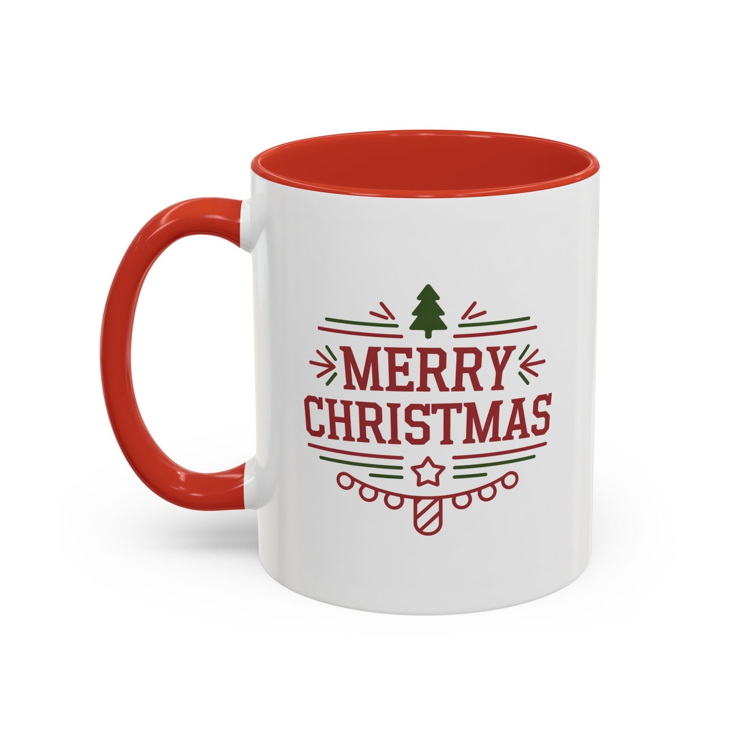 Christmas Mug - Merry Christmas Maroon Text Tree Star