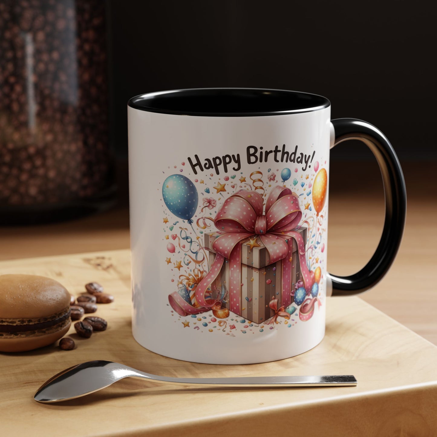 Birthday Mug - Happy Birthday Pink Ribbon Present