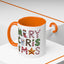 Christmas Mug - Merry Christmas Green Red & Gold Patterned Text