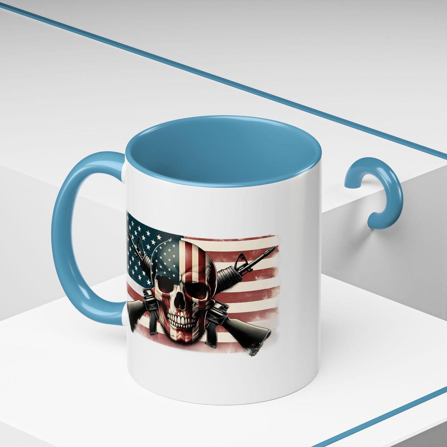 4th of July Mug - Skull Guns Flag