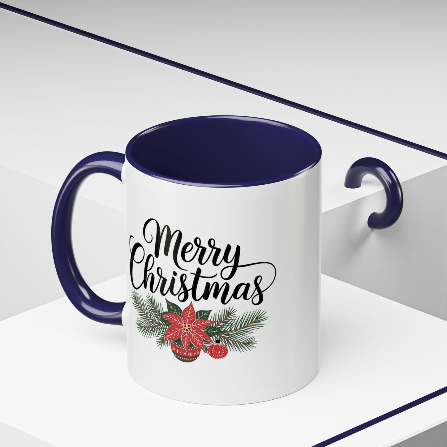 Christmas Mug - Merry Christmas Black Text Mistletoe