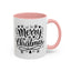 Christmas Mug - Merry Christmas Black Text Tree Snowflakes Hearts