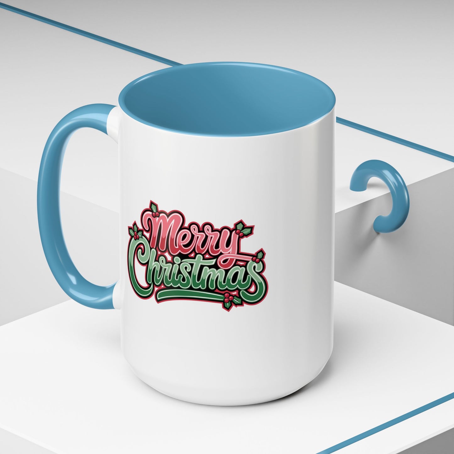 Christmas Mug - Merry Christmas Red & Green Text Mistletoe