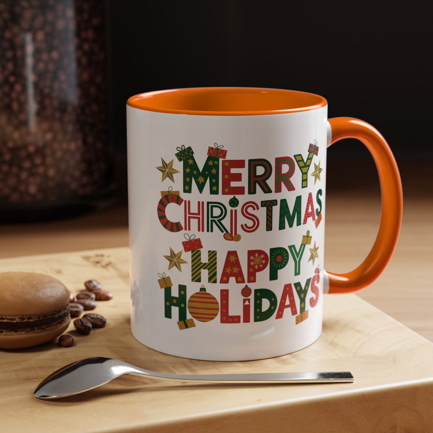 Christmas Mug - Merry Christmas Happy Holidays Decorative Text