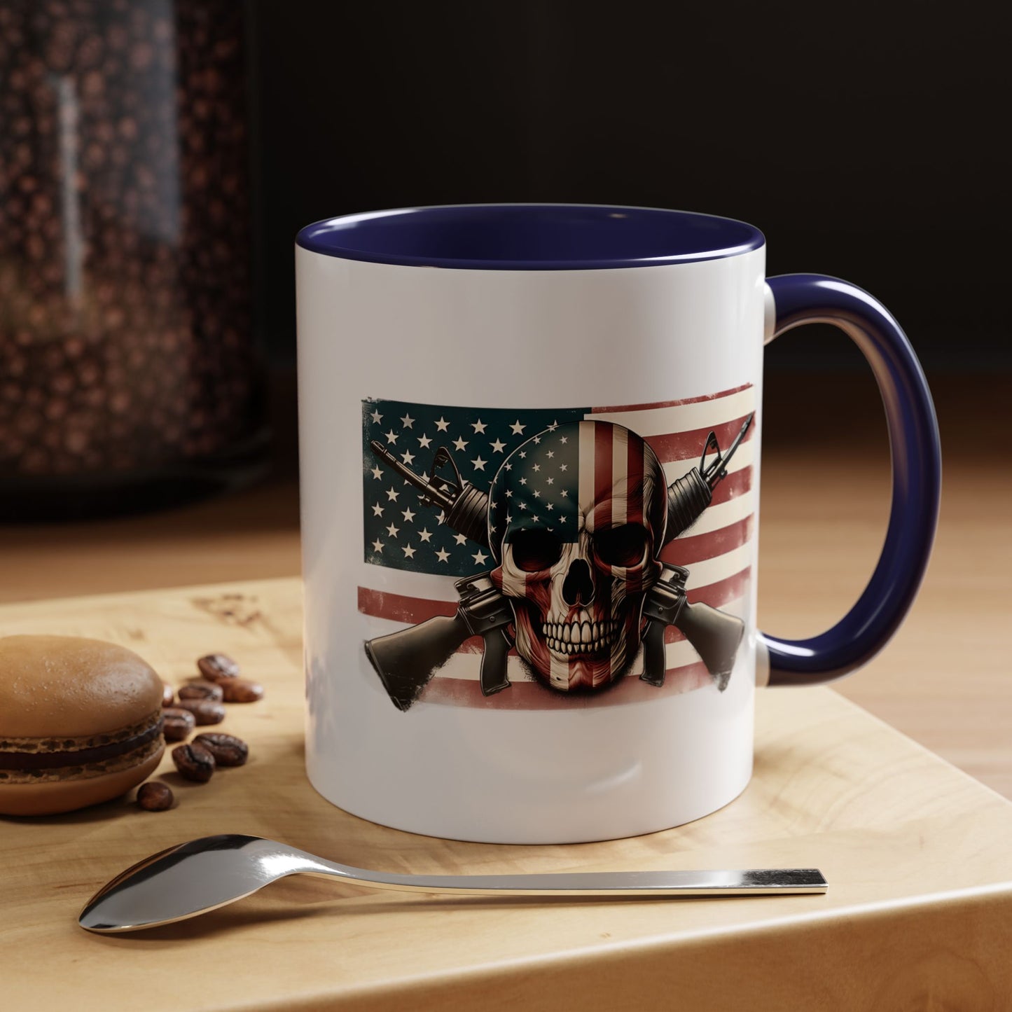 4th of July Mug - Skull Guns Flag