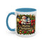 Christmas Mug - Merry Christmas Cream Text Santa Ok Light Bow Ornaments