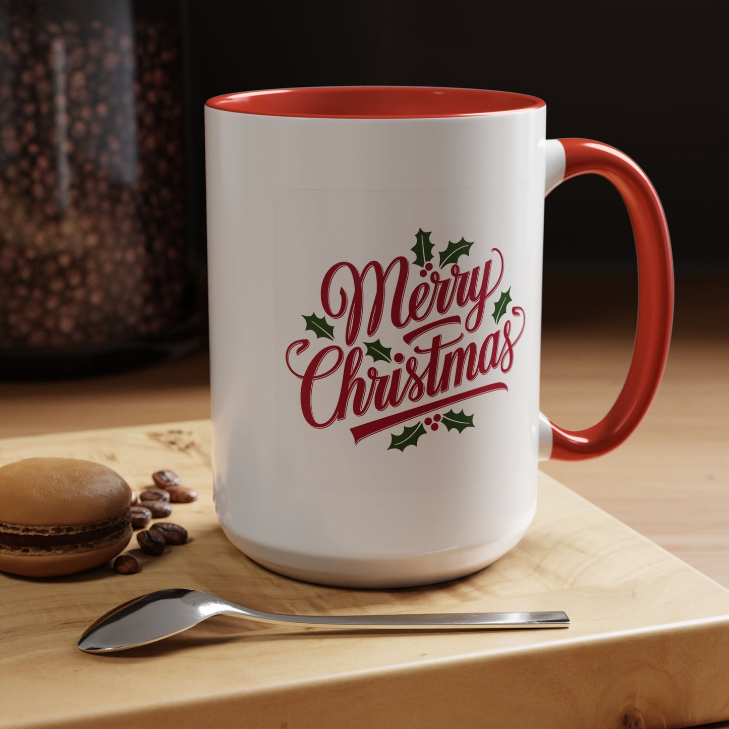 Christmas Mug - Merry Christmas Red Text Mistletoe