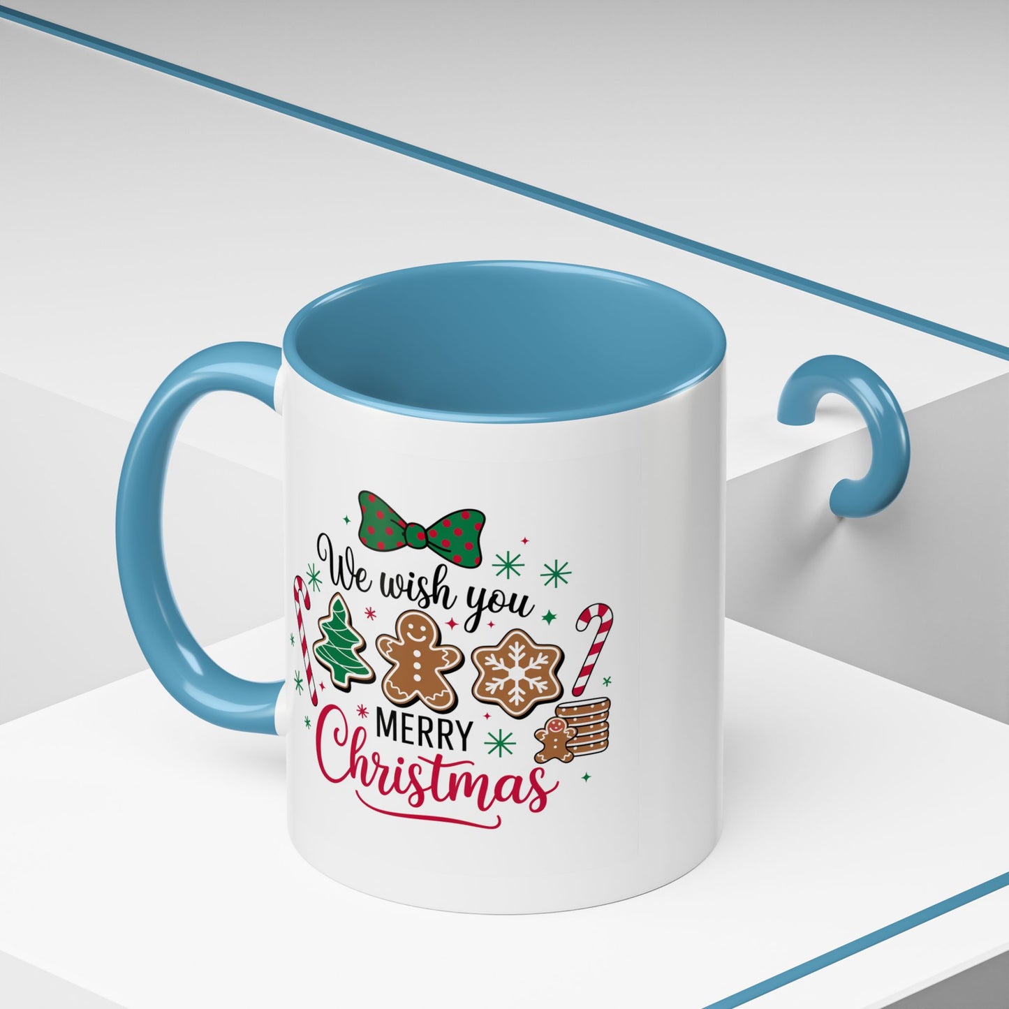 Christmas Mug - We Wish You a Merry Christmas Black & Red Text Cookies & Candy