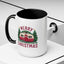 Christmas Mug - Merry Christmas Maroon Text Camper Trees