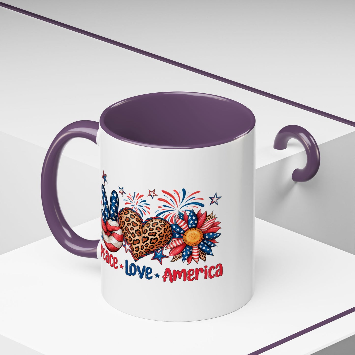 4th of July Mug - Peace Love America