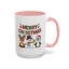 Christmas Mug - Red Green & Gold Text Reindeer Snowman Penguin