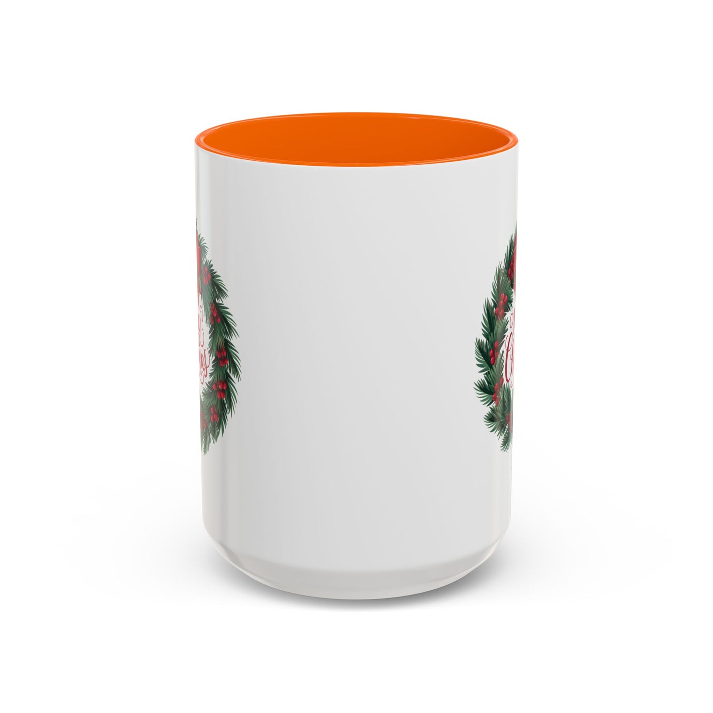 Christmas Mug - Merry Christmas Red Text Bow Wreath