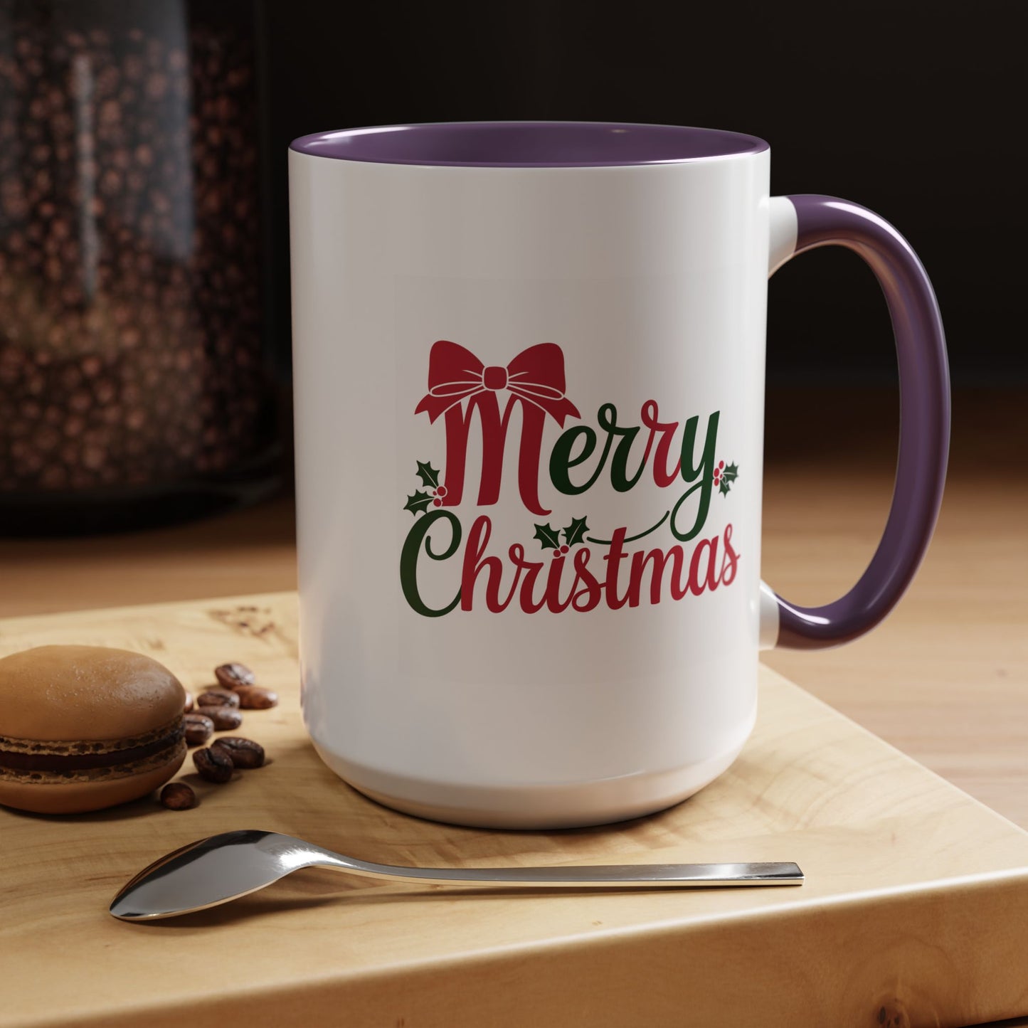Christmas Mug - Merry Christmas Red & Green Text Bow