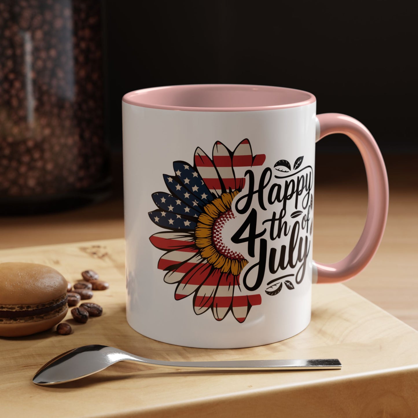 4th of July Mug - Happy 4th of July Sunflower USA Flag