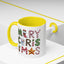 Christmas Mug - Merry Christmas Green Red & Gold Patterned Text