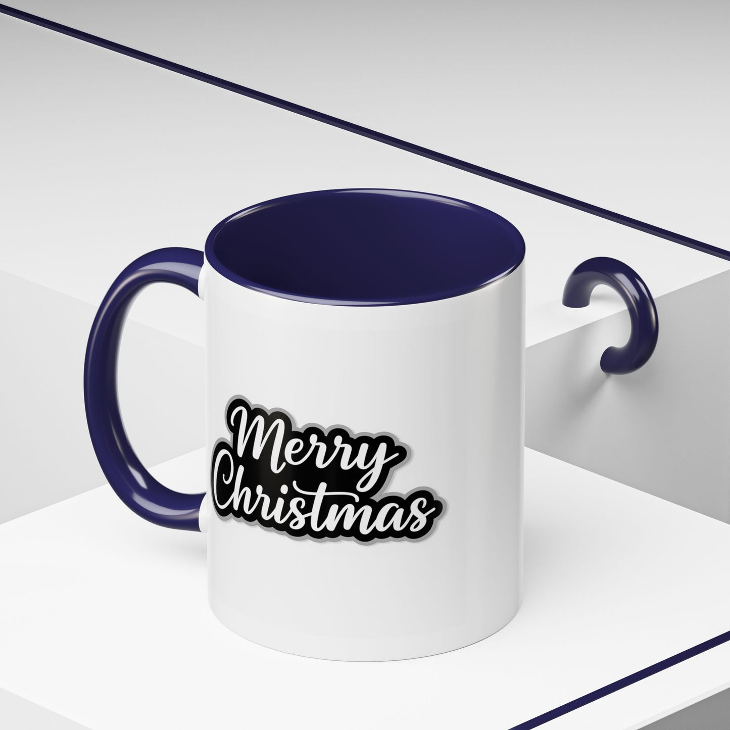 Christmas Mug - Merry Christmas White Black & Grey Text