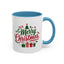 Christmas Mug - Merry Christmas Green & Red Text Tree Snowflakes Presents