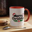 Christmas Mug - Merry Christmas Black Text Hat Cane Misletoe