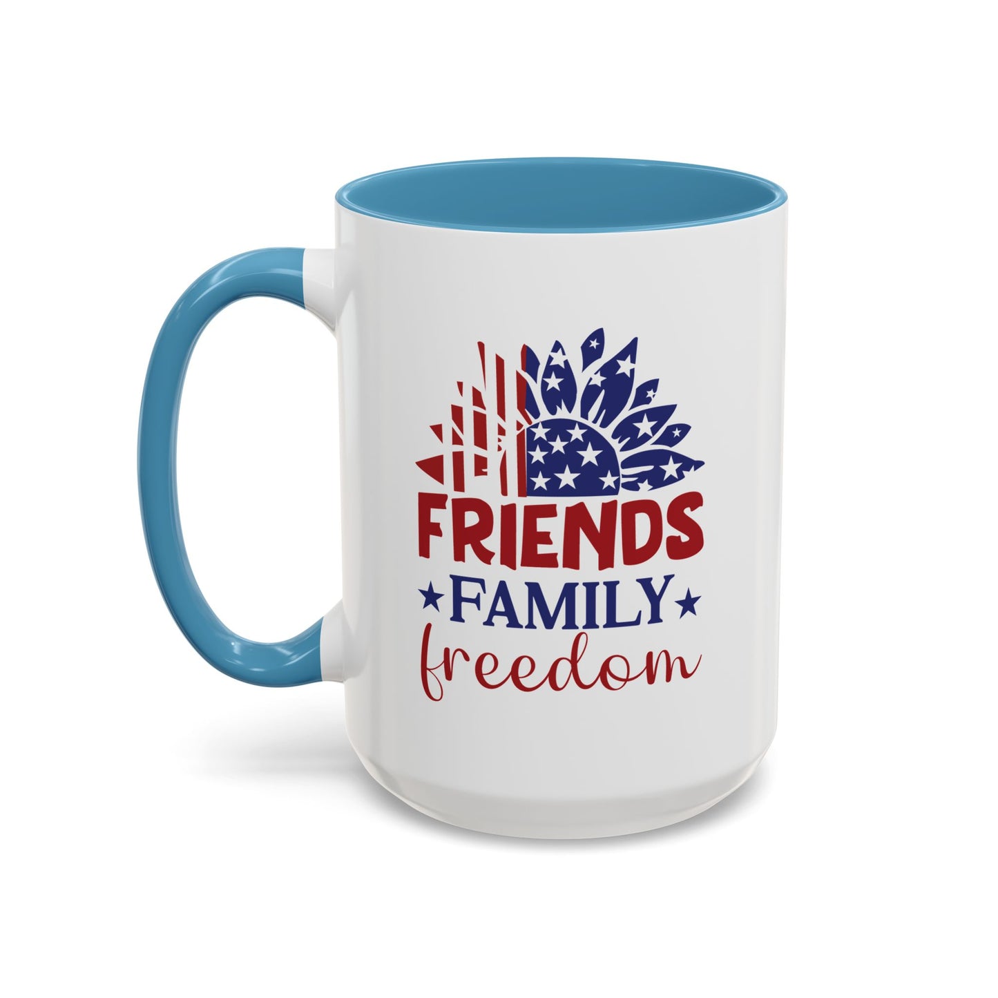 4th of July Mug - Friends Family Freedom Sunflower