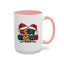Christmas Mug - Merry Christmas Red Yellow & Blue Text Red Hats