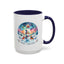 Christmas Mug - Merry Christmas Blue Text Snowman Star Reindeer