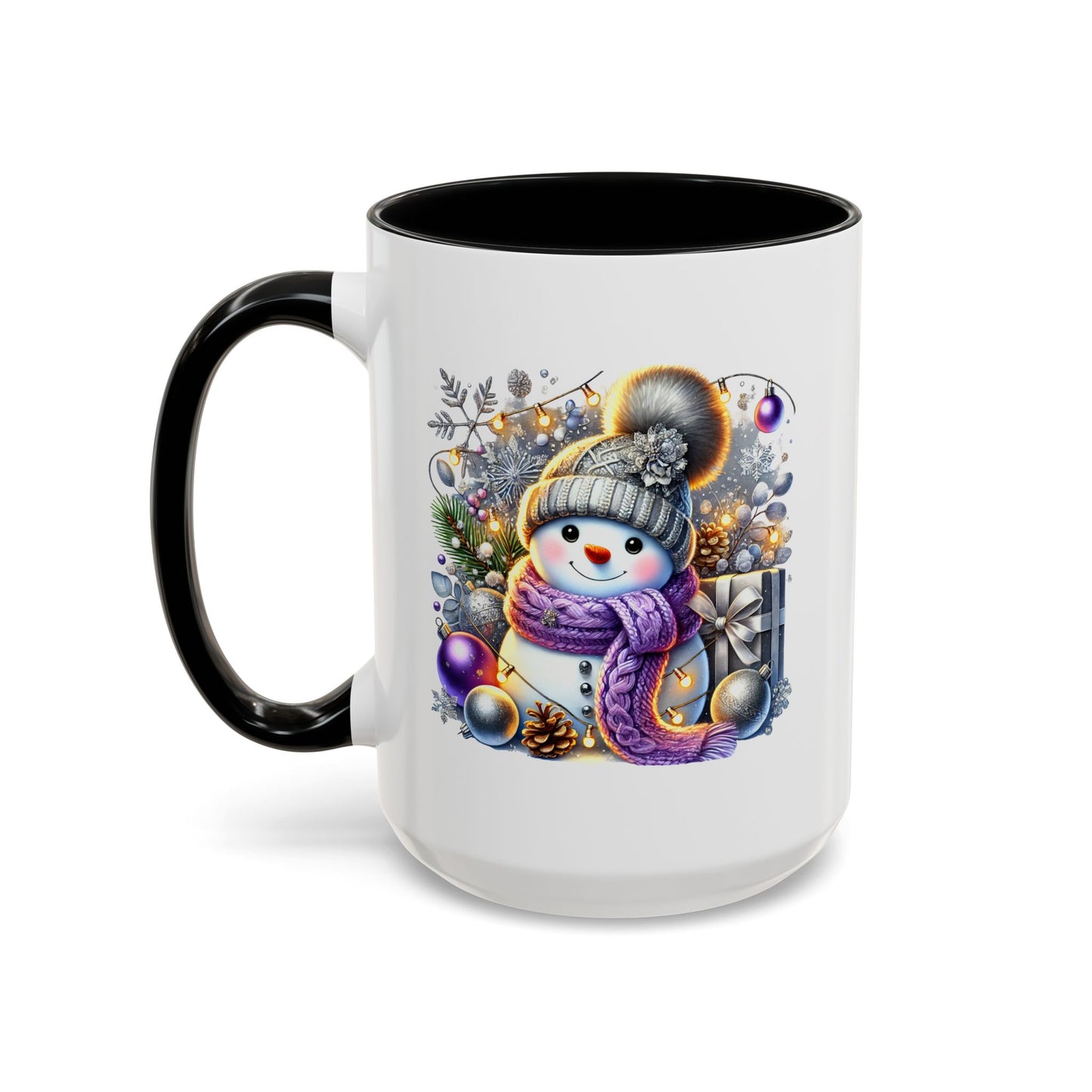 Christmas Mug - Purple and Silver Snowman