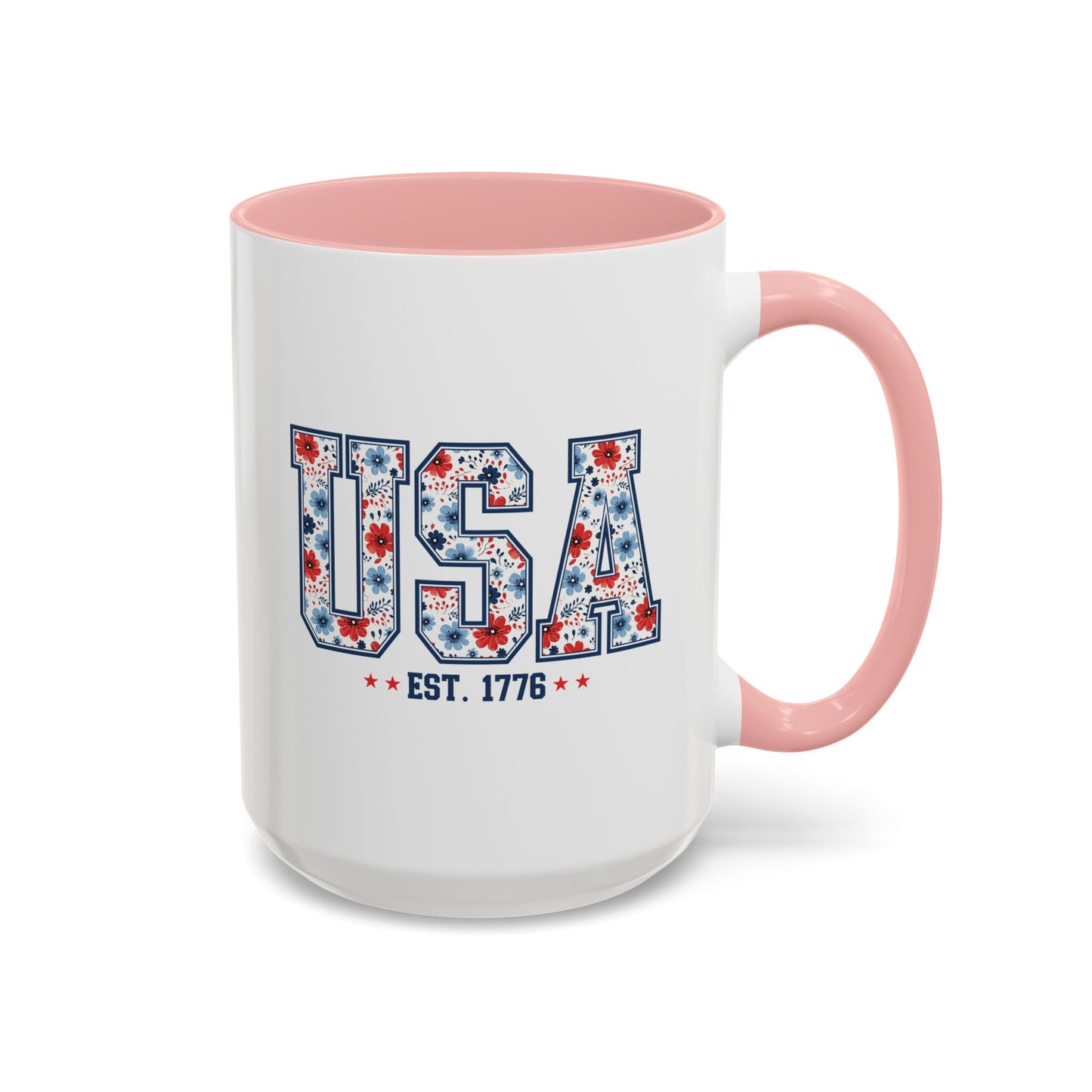 4th of July Mug - USA EST 1776 Floral