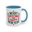 Christmas Mug - Merry Christmas and a Happy New Year Green & Red Text Trees Stars