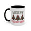 Christmas Mug - Merry Christmas Green & Red Text Decorative Trees