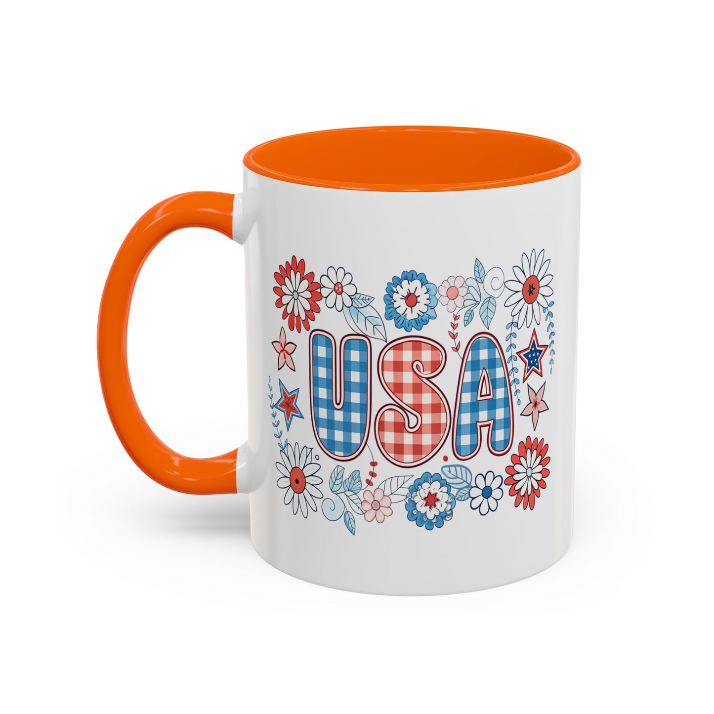 4th of July Mug - USA Preppy Floral