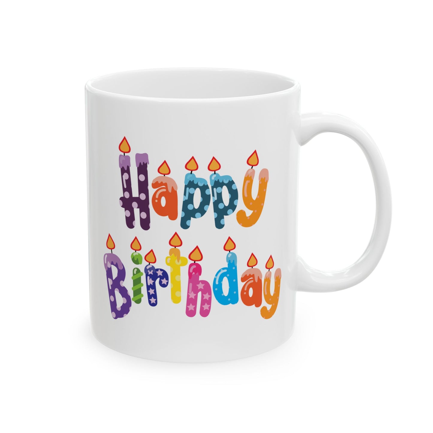 Birthday Mug - Happy Birthday Letter Candles