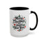Christmas Mug - Merry Christmas and a Happy New Year Black Text Tree Ornaments Presents