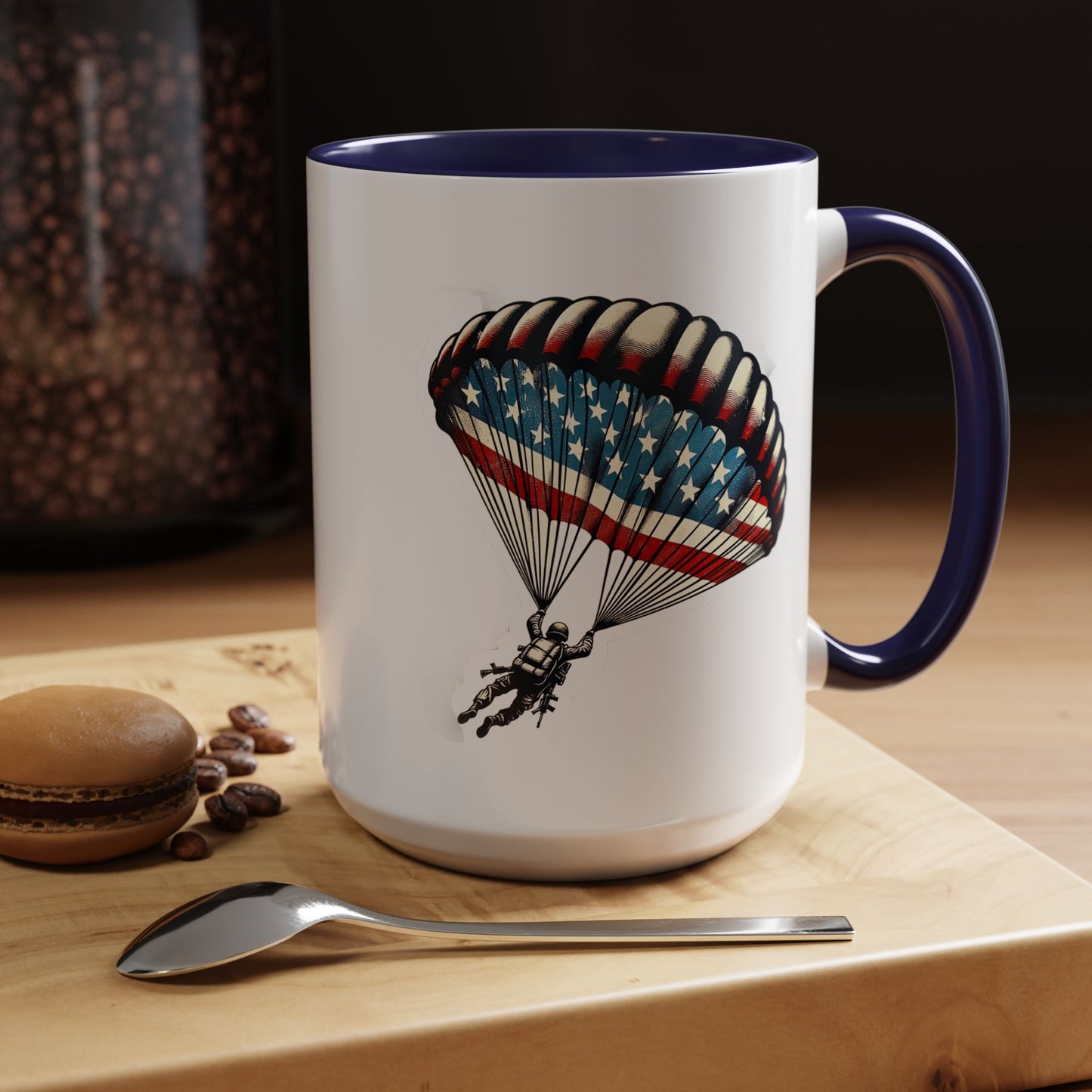 4th of July Mug - Airborne Soldier Parachute Flag