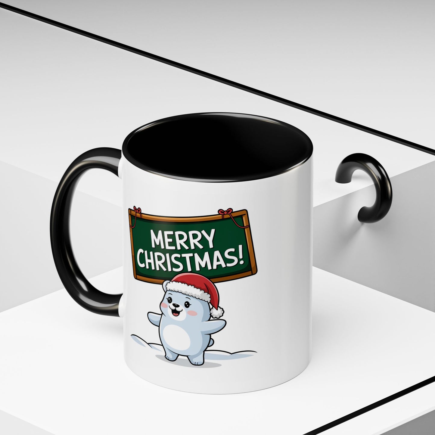 Christmas Mug - Merry Christmas White Text Seal Pup