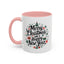 Christmas Mug - Merry Christmas and a Happy New Year Black Text Tree Ornaments Presents