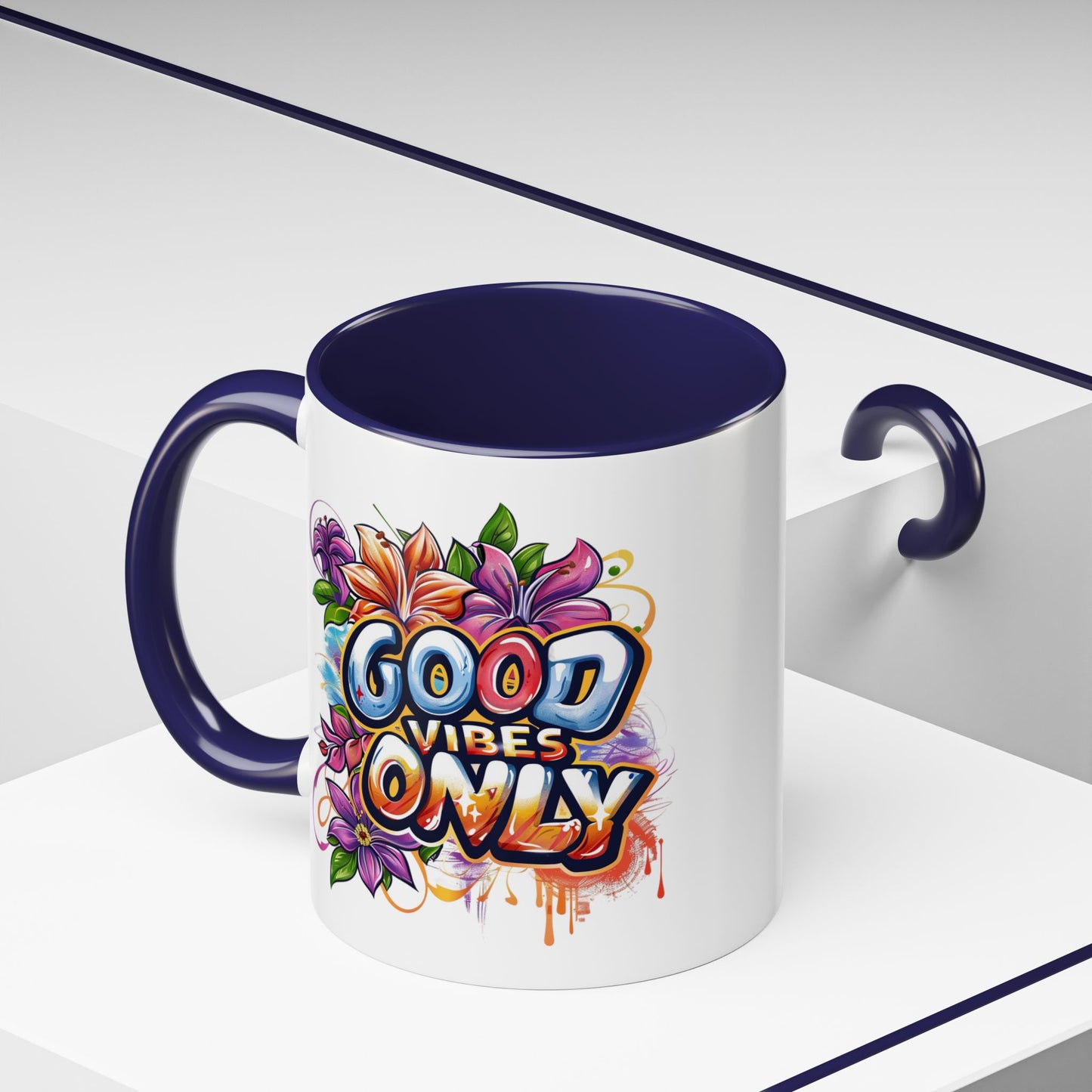Wellness Mug - Good Vibes Only Graffiti Flowers