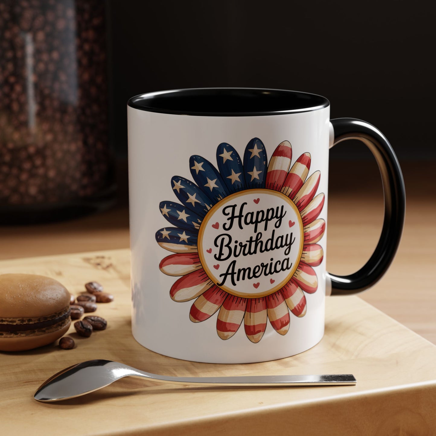 4th of July Mug - Happy Birthday America Sunflower