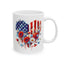 4th of July Mug - Patriotic USA Flowers Heart